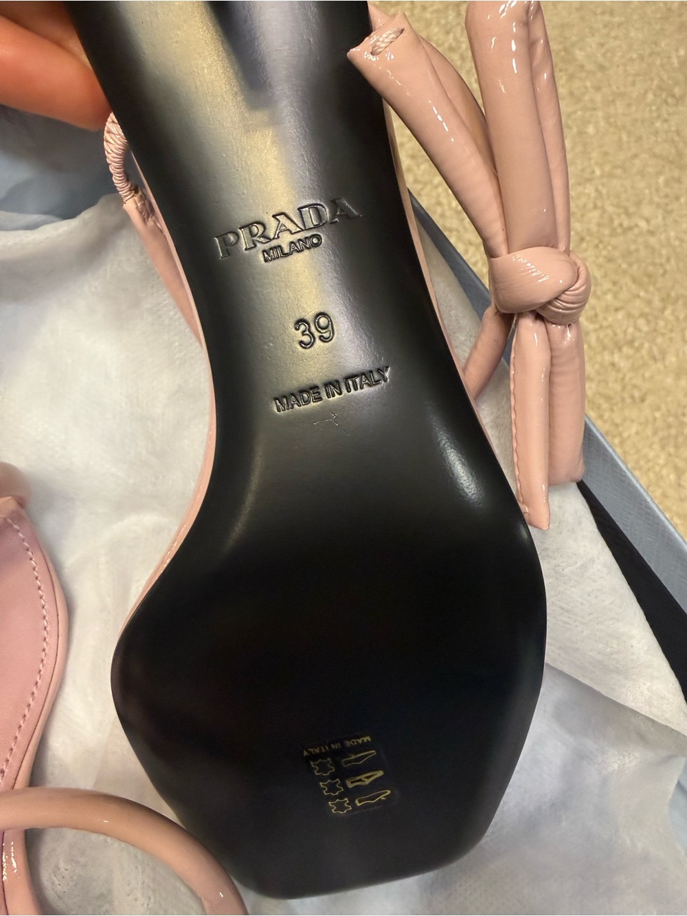 Prada Pink Knotted Strap Kitten Heel Sandals - Picture 3 of 7